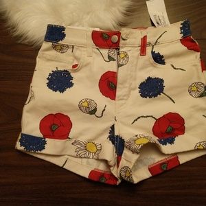 American Apparel flower print jean shorts  NWT 25
